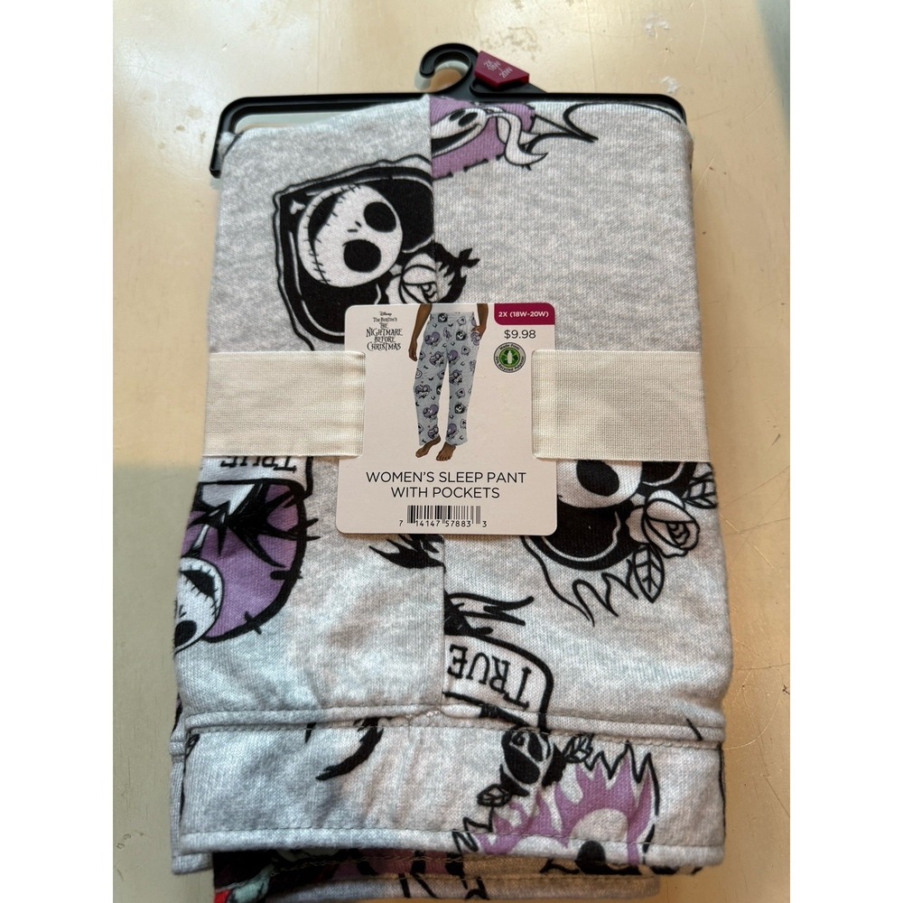 Jack Skellington Nightmare Before Christmas Sleep Pants Pockets Sz 2X (18W-20W)